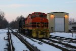 Plugged in to stay warm, 3038 and 3037 sit near the old engine house